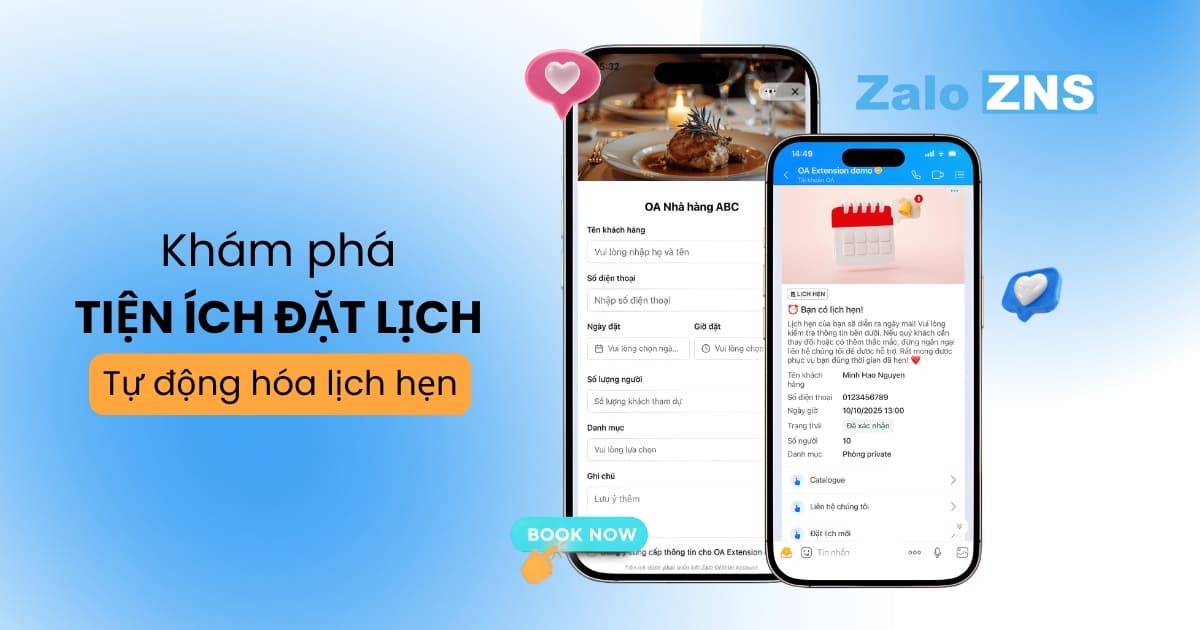 tiện ích OA “Quản lý đặt lịch”