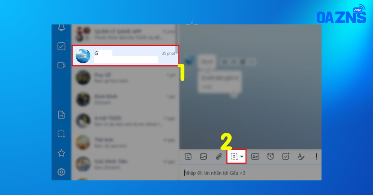 Chọn cuộc trò chuyện Zalo