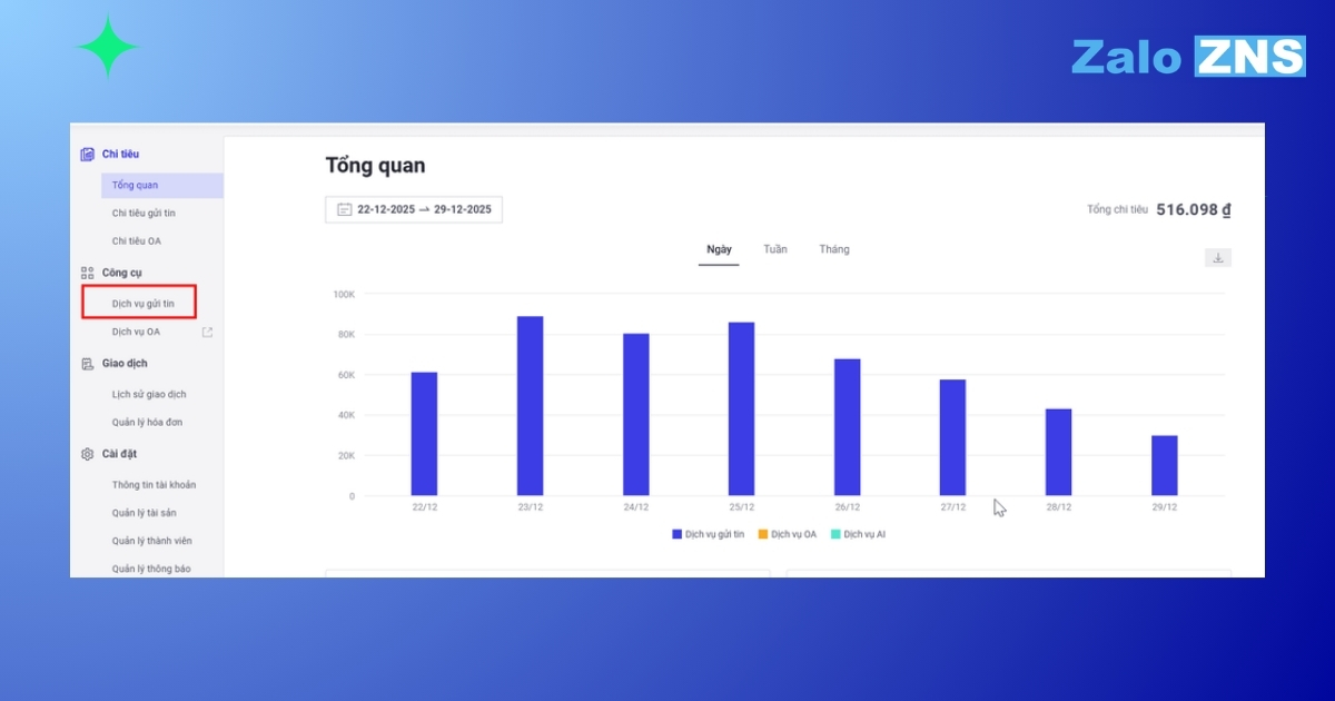 Bước 1: Truy cập trang tạo mẫu tin nhắn ZBS