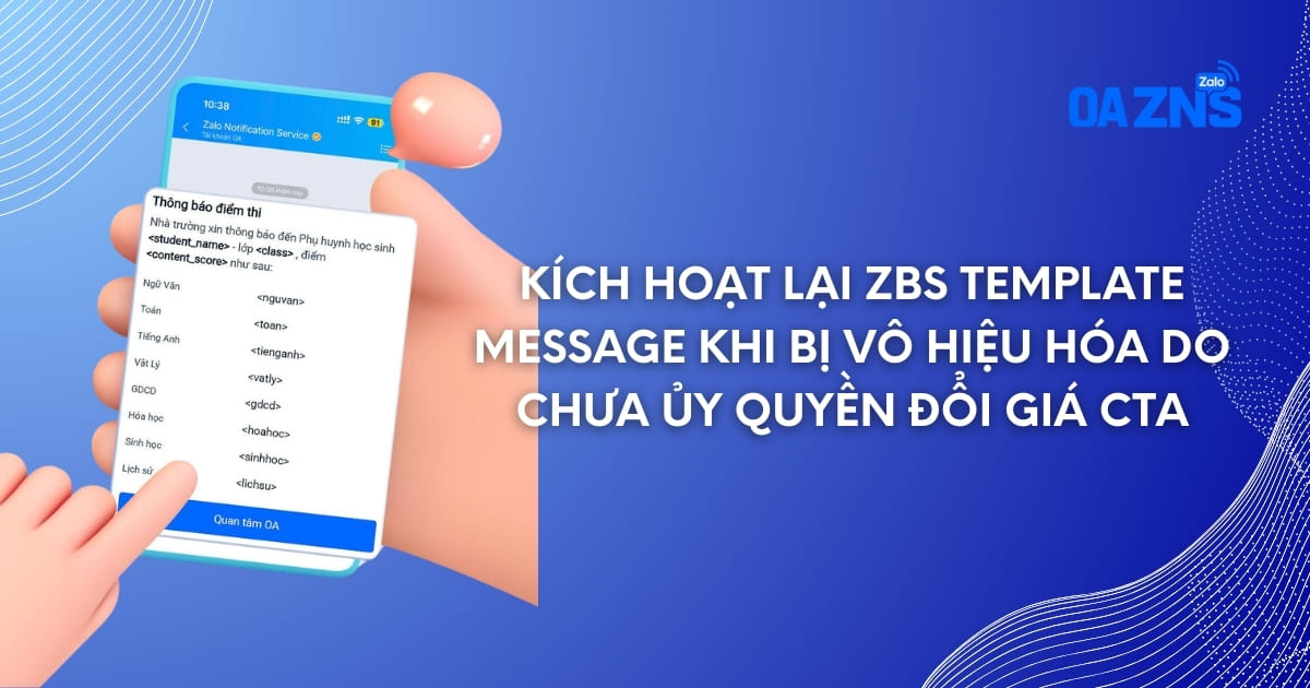Kích hoạt lại ZBS Template Message