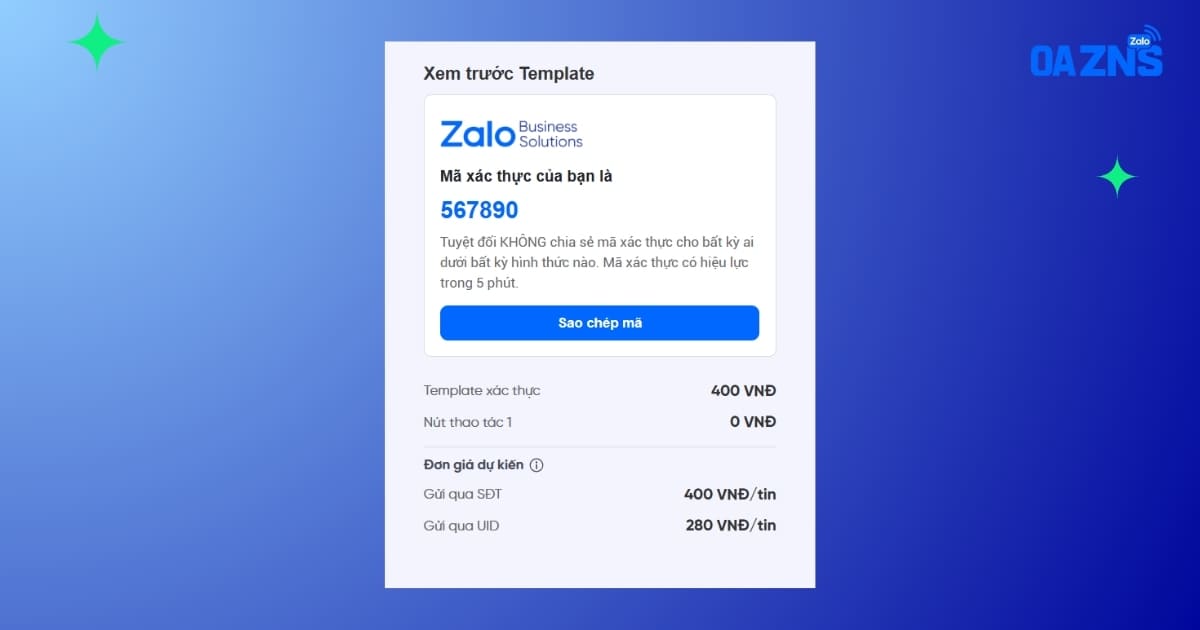 Mẫu ước tính đơn giá ZBS theo template