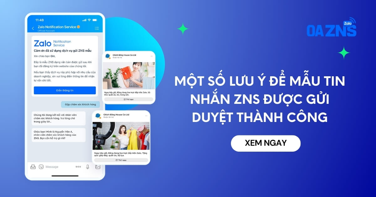 Một số lưu ý để mẫu tin nhắn ZNS được gửi duyệt thành công