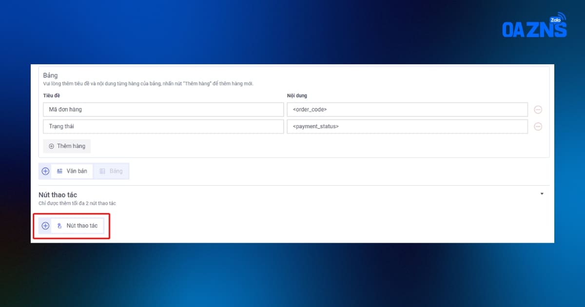 Nhấn chọn mục “Nút thao tác”