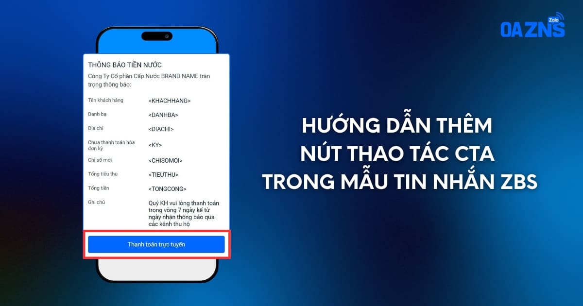 Nút thao tác CTA trong Mẫu Tin nhắn ZBS