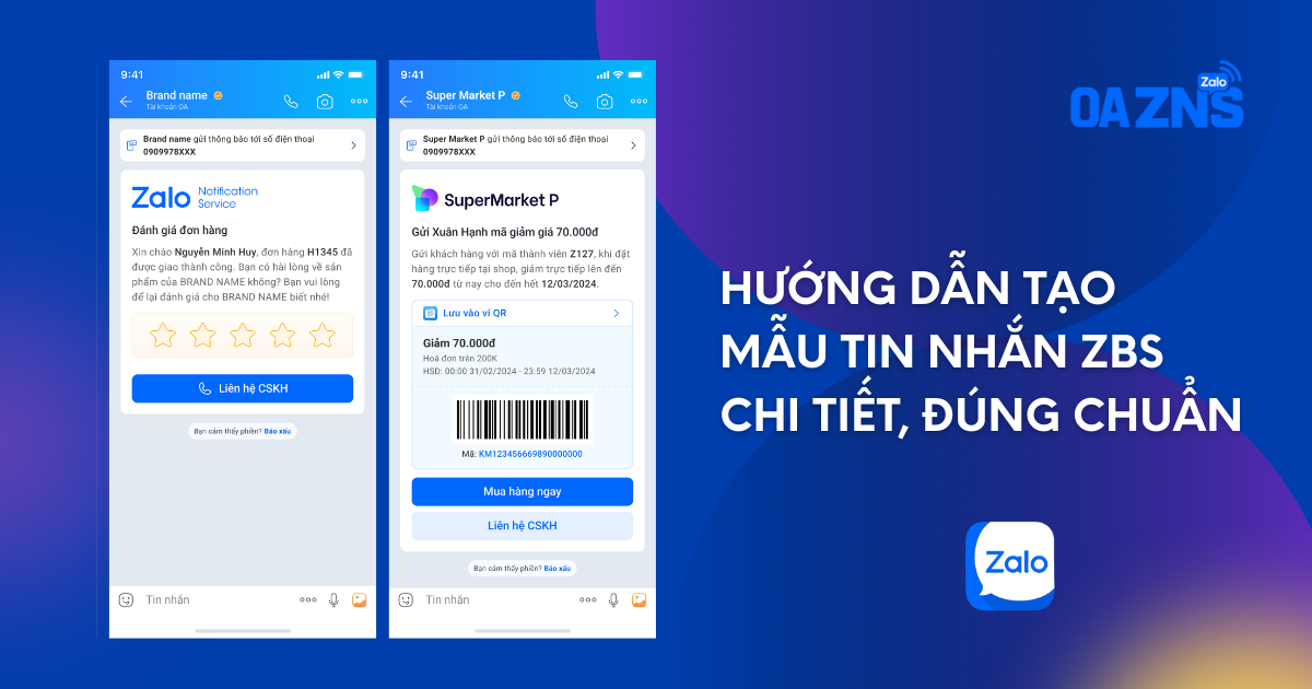 tạo mẫu tin nhắn ZBS