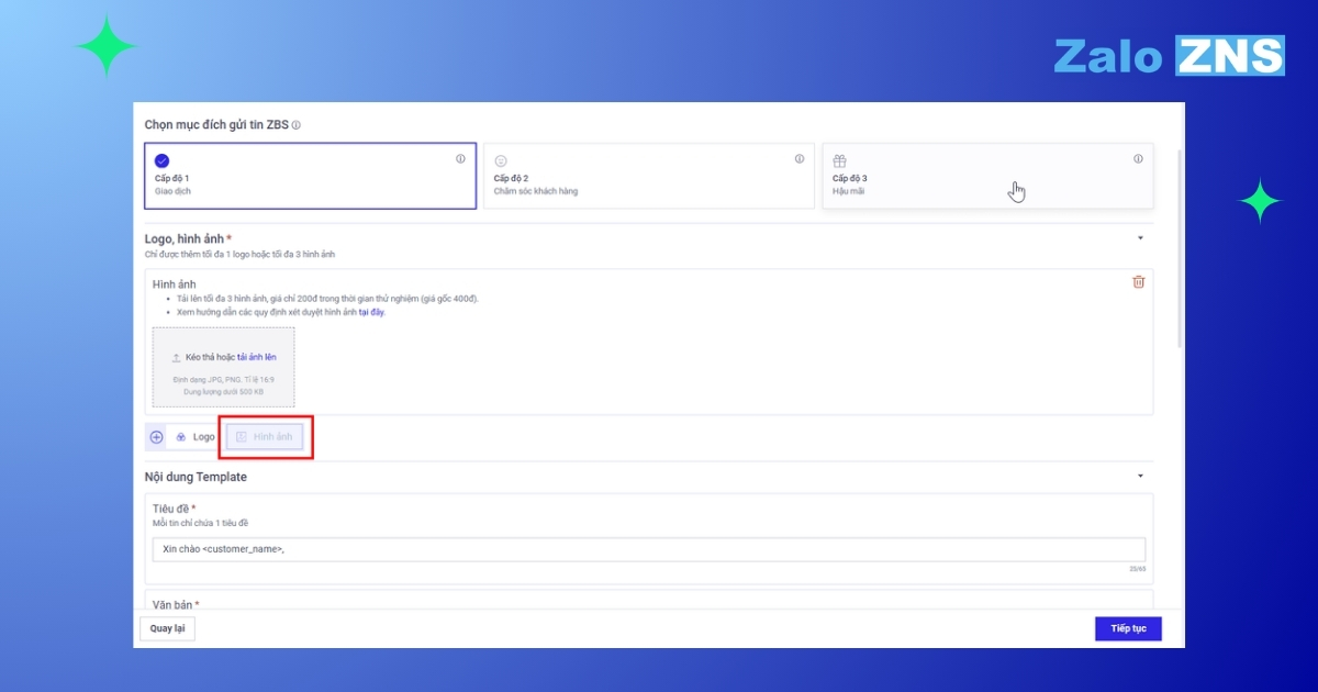Tùy chọn “Mẫu Tùy chỉnh” cho phép tùy chọn để sử dụng Logo hoặc Hình ảnh