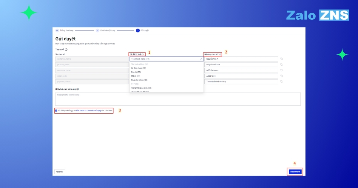 Xác nhận và gửi duyệt mẫu tin