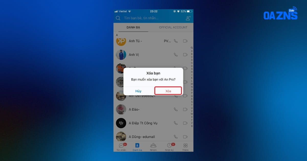 Bước 3: Xác nhận hủy kết bạn