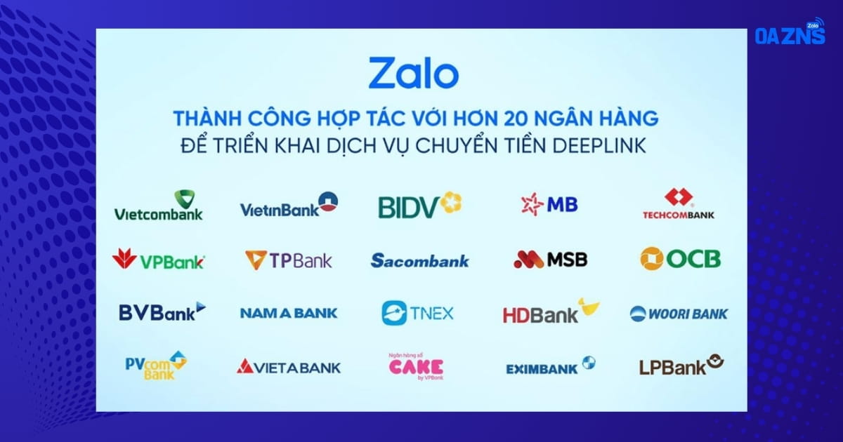 Danh sách ngân hàng hợp tác với Zalo
