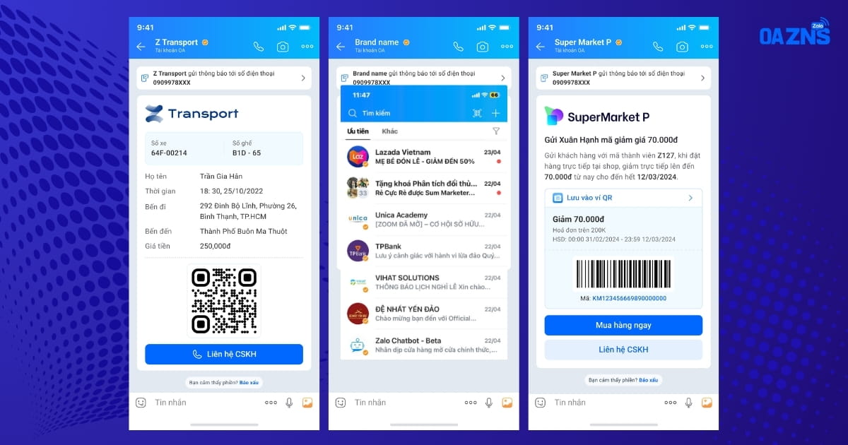 Tin nhắn ZBS Template có nội dung đa dạng