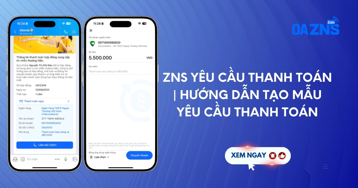 ZNS Yêu cầu thanh toán
