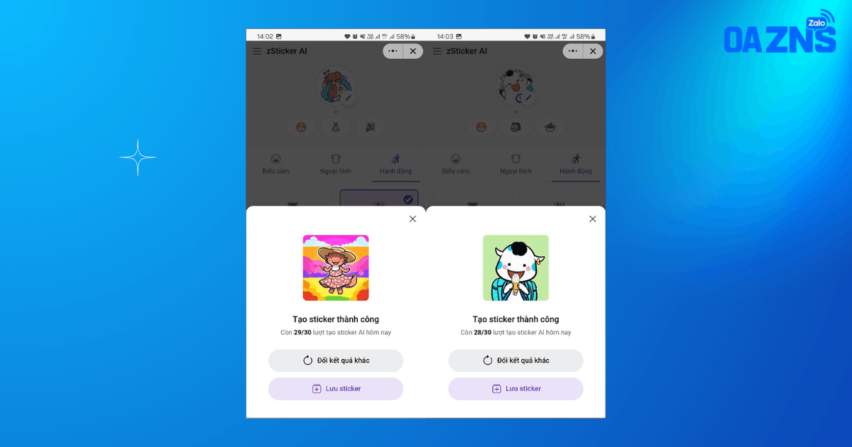 Lưu sticker để sử dụng