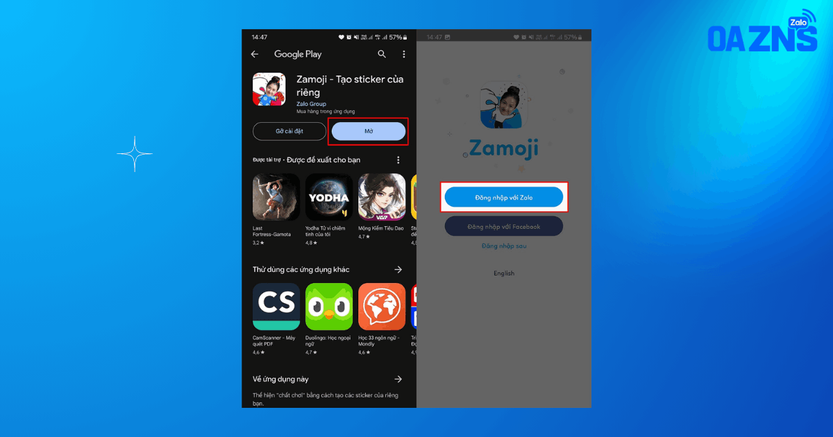 Tải và cài đặt ứng dụng Zamoji