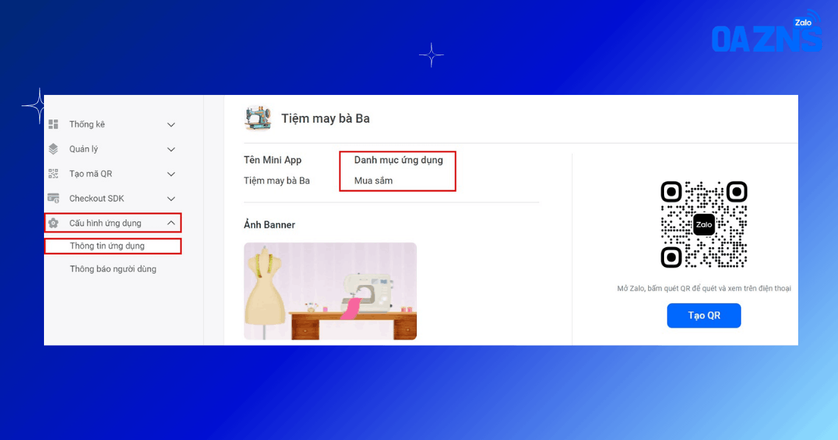 Bước chọn Thông tin ứng dụng