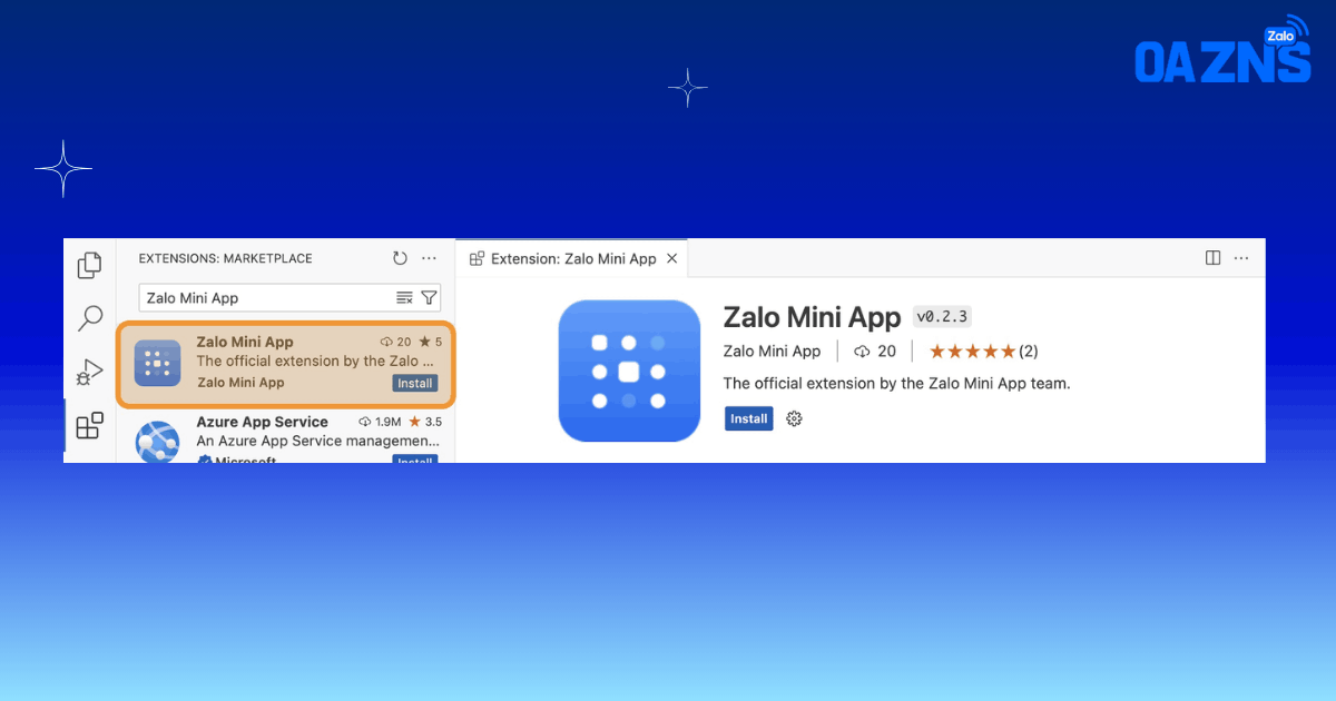 Cài đặt Zalo Mini App Extension từ Visual Studio Code