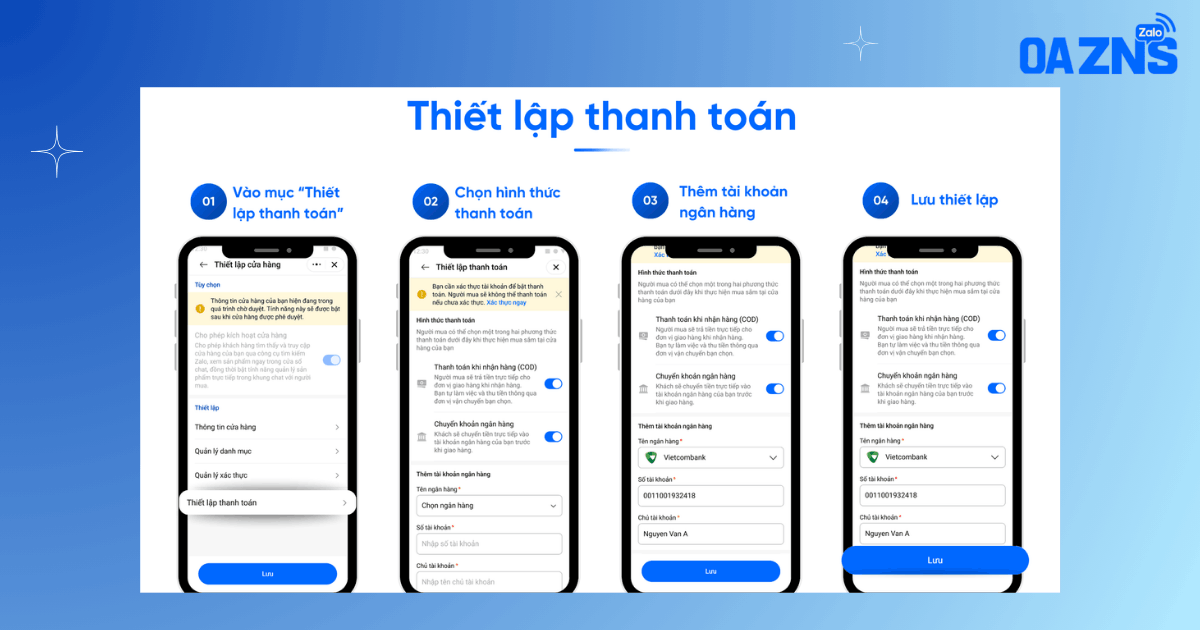 Chọn Thiết lập thanh toán