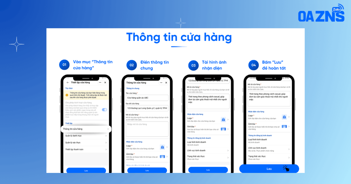 Chọn Thông tin cửa hàng