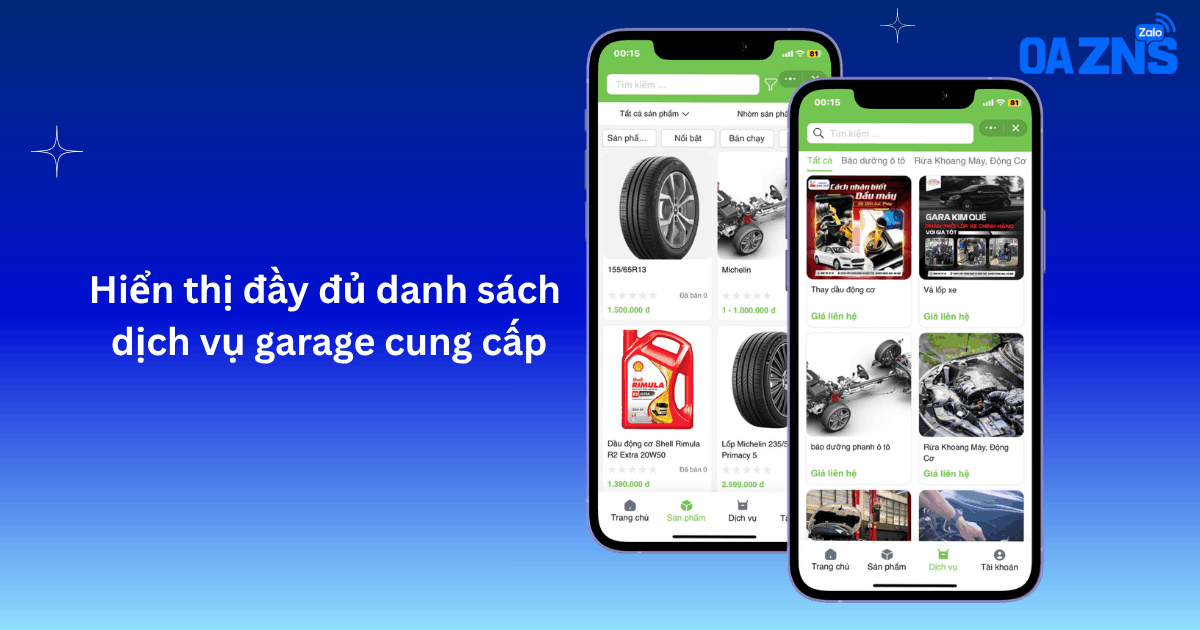 Danh sách dịch vụ garage