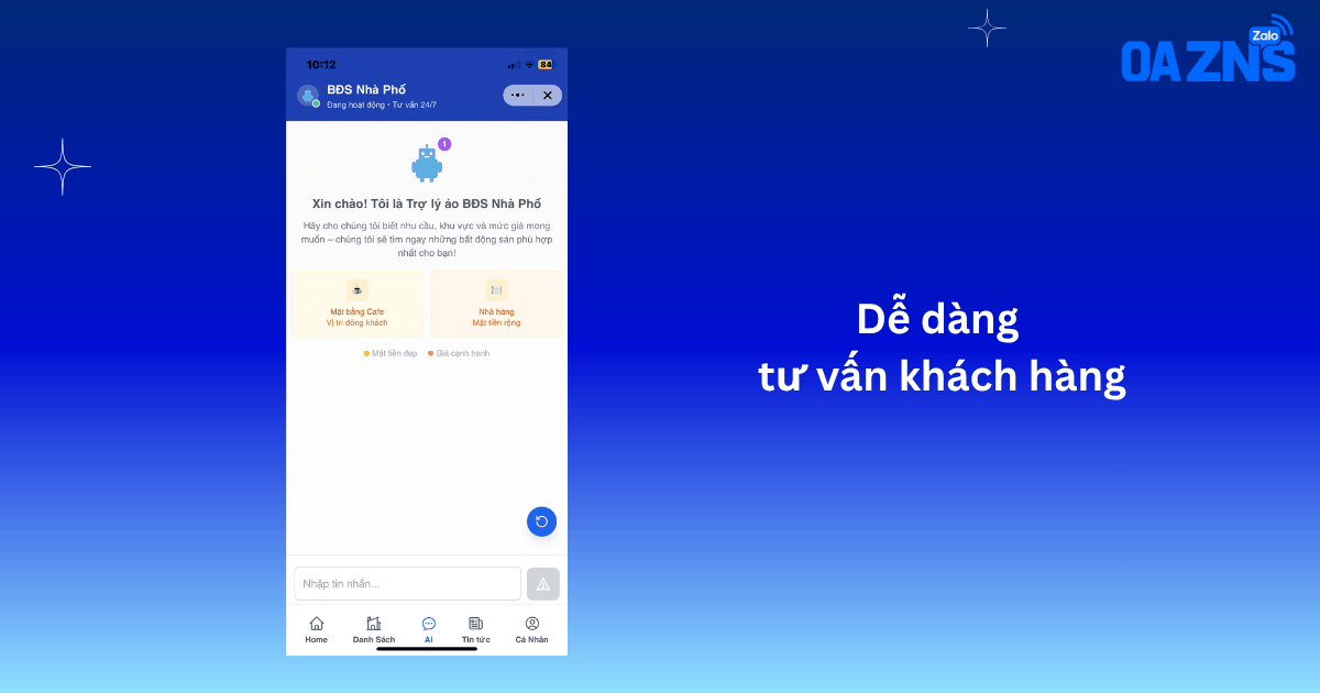 Dễ dàng tư vấn khách hàng