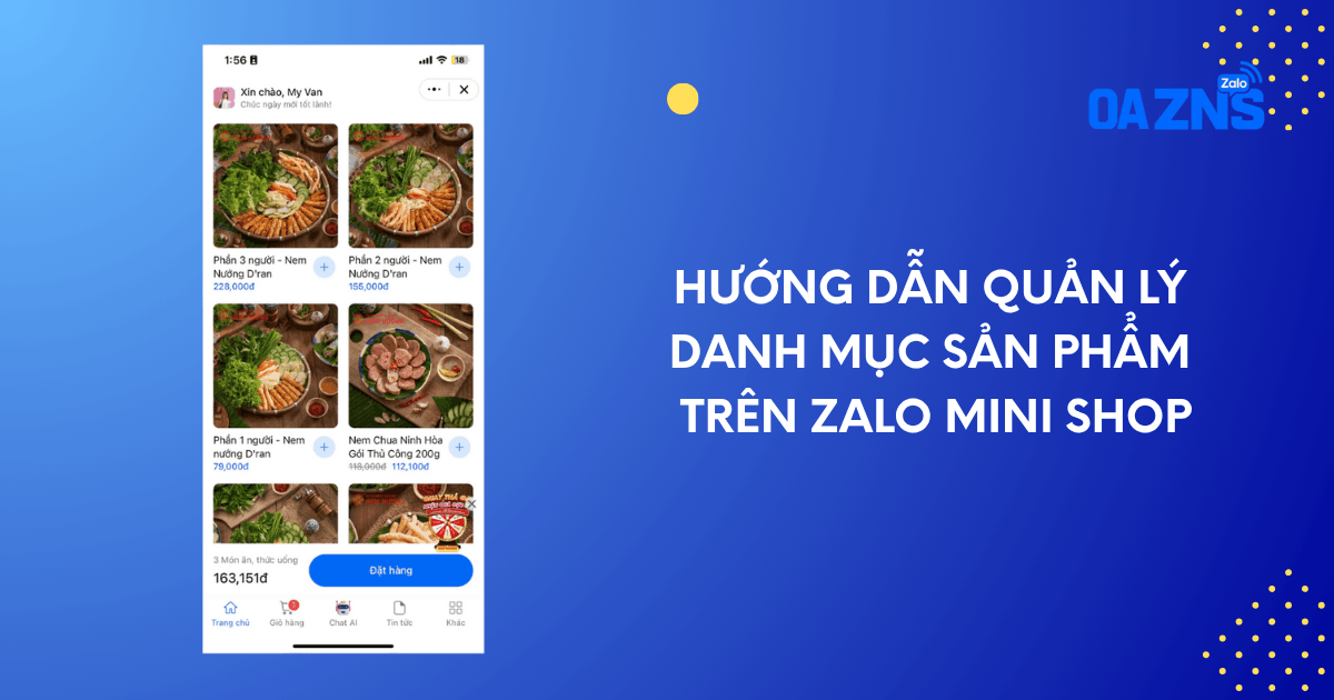 Hướng dẫn quản lý danh mục sản phẩm trên Zalo Mini Shop