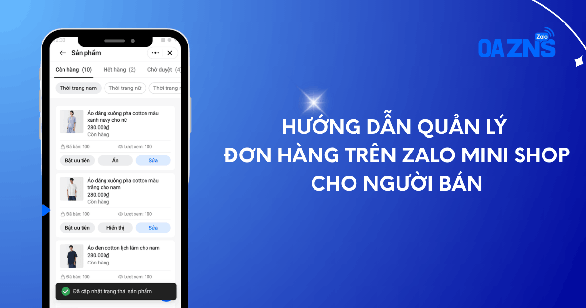 Hướng dẫn quản lý đơn hàng trên Zalo Mini Shop cho Người bán