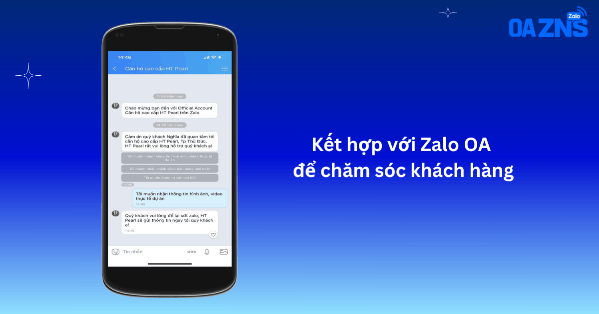 Kết hợp với Zalo OA để để CSKH