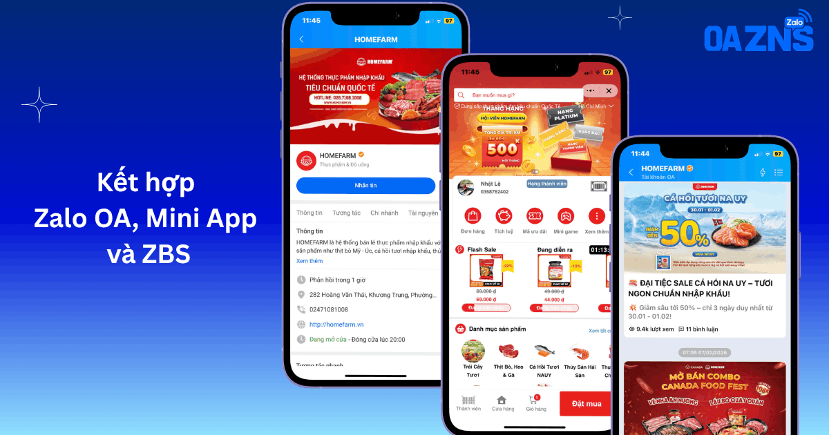 Kết hợp Zalo OA, Mini App và ZBS