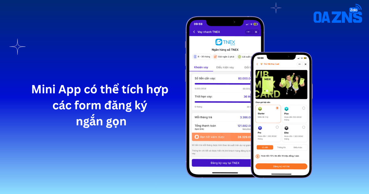 Mini App có thể tích hợp các form đăng ký ngắn gọn