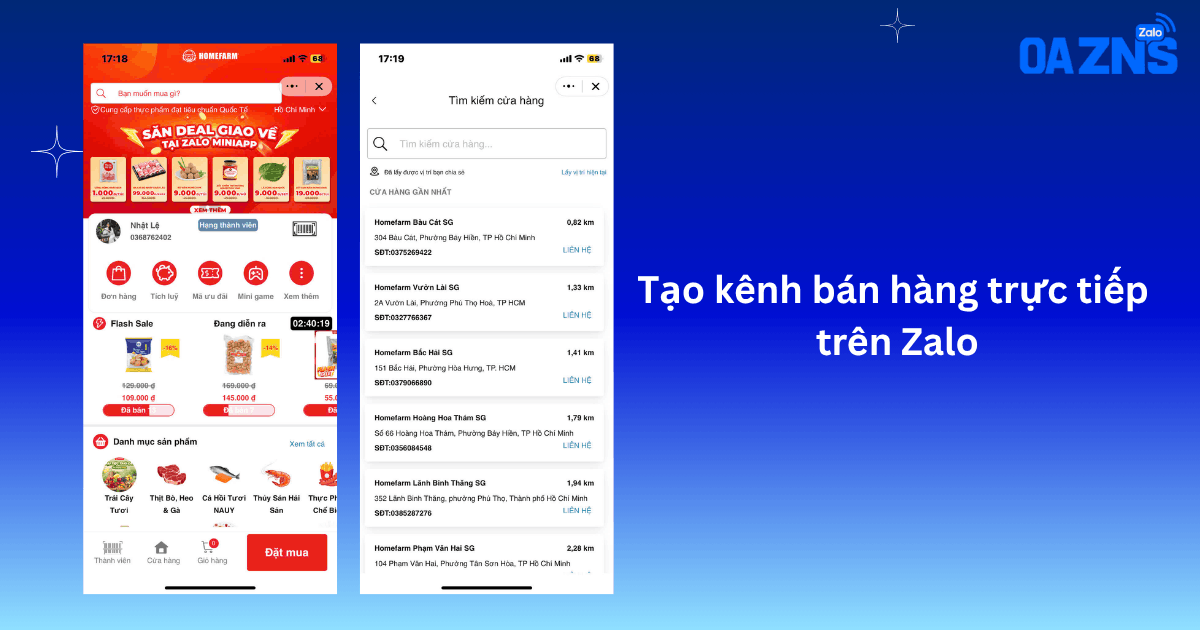 Tạo kênh bán hàng trực tiếp trên Zalo