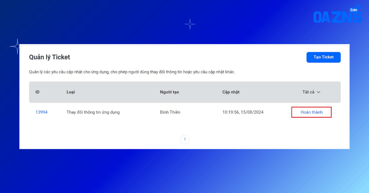 Thay đổi thông tin danh mục Mini App thành công