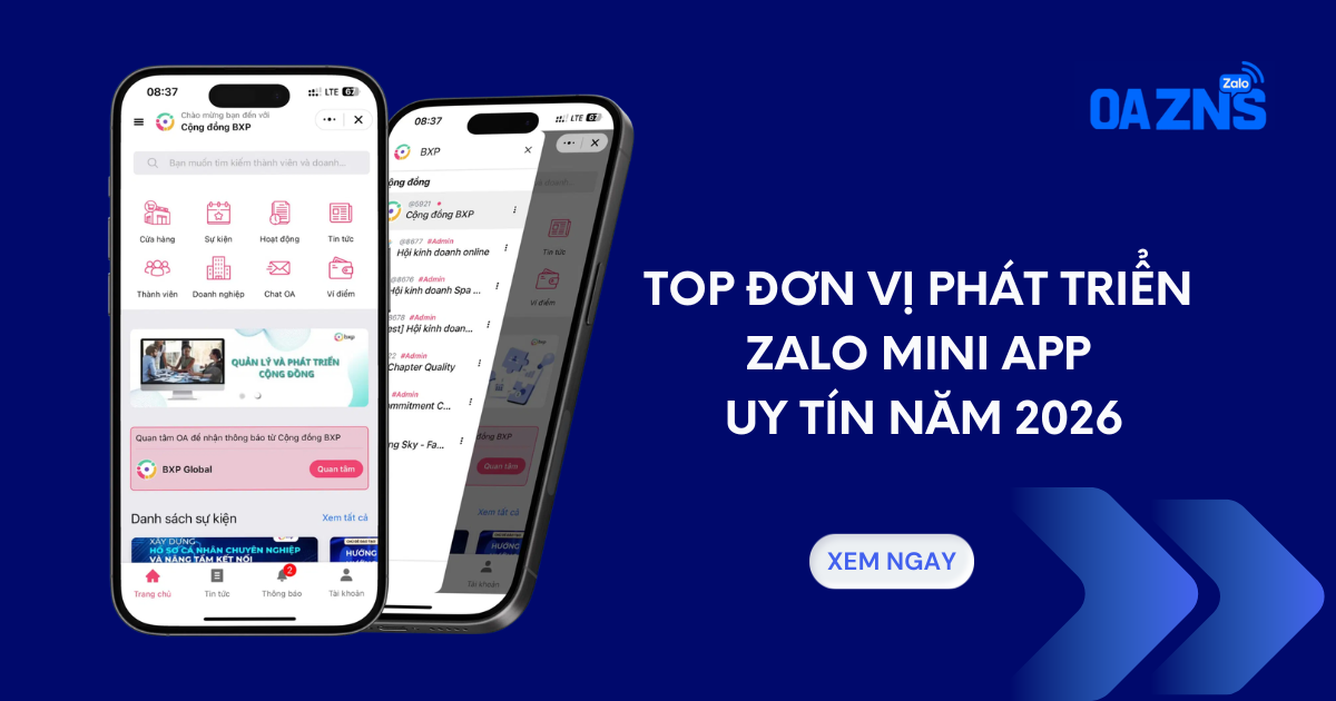 Top đơn vị phát triển Zalo Mini App uy tín năm 2026
