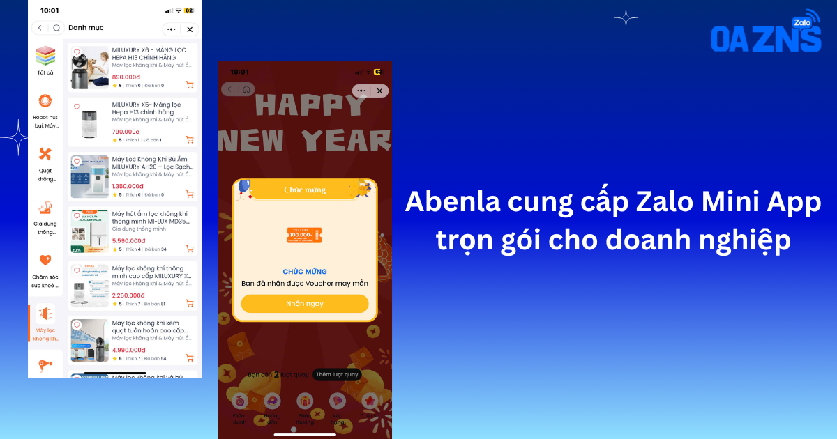 Abenla cung cấp Zalo Mini App trọn gói cho doanh nghiệp