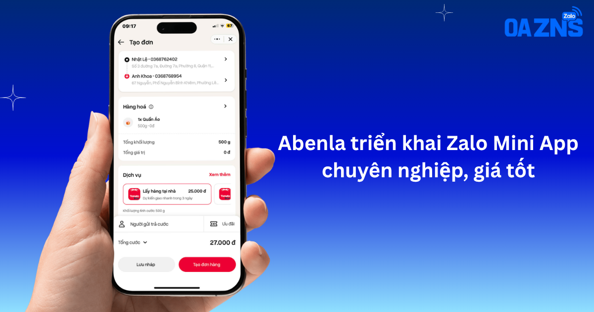 Abenla triển khai Zalo Mini App chuyên nghiệp, giá tốt
