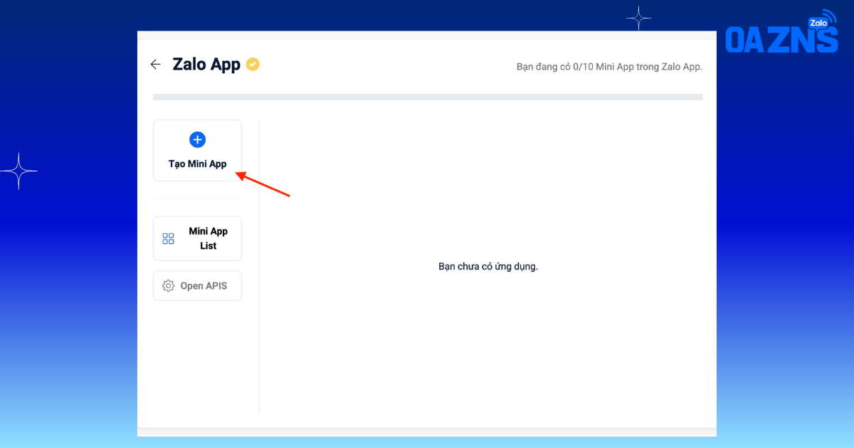 Chọn "Tạo Mini App"