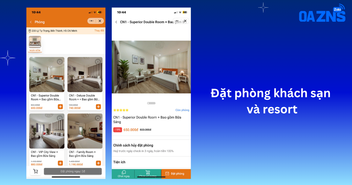 Đặt phòng khách sạn và resort