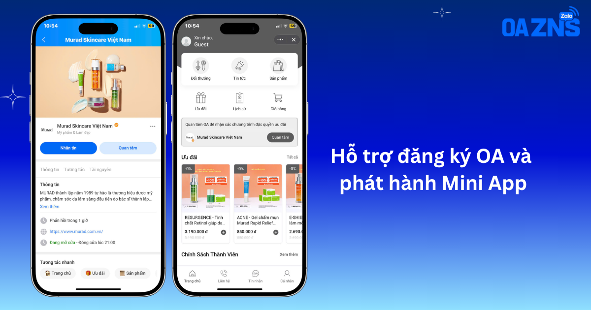 Hỗ trợ đăng ký OA và phát hành Mini App