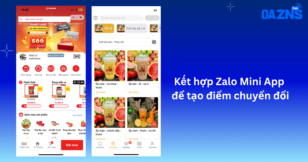 Kết hợp Zalo Mini App để tạo điểm chuyển đổi
