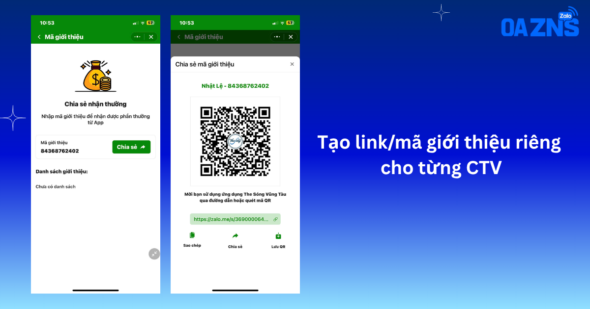 Tạo link/mã giới thiệu riêng cho từng CTV