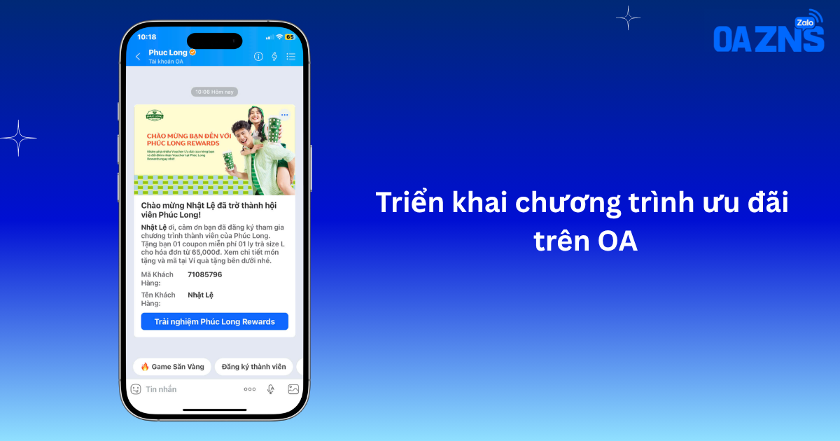 Triển khai chương trình ưu đãi trên OA