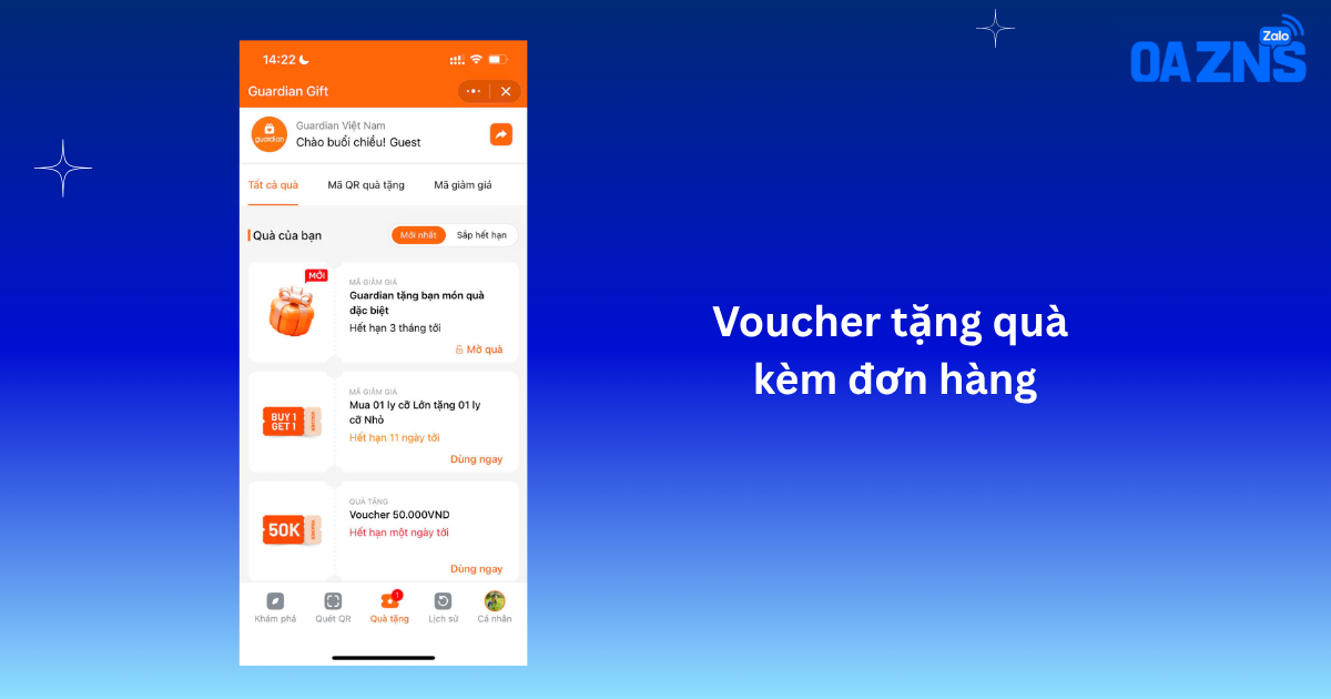 Voucher tặng quà kèm đơn hàng