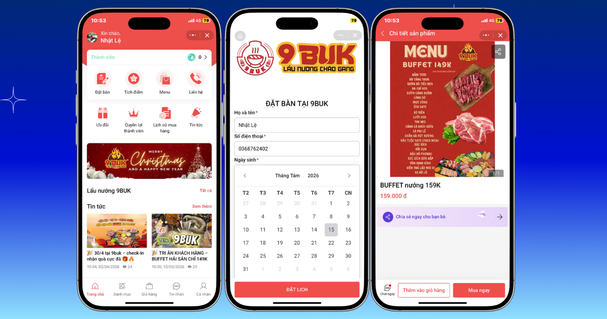 Zalo Mini App cho nhà hàng, quán cà phê