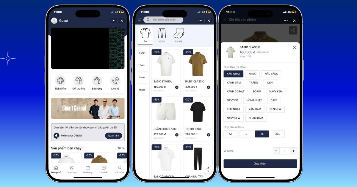 Zalo Mini App cho thời trang và mỹ phẩm