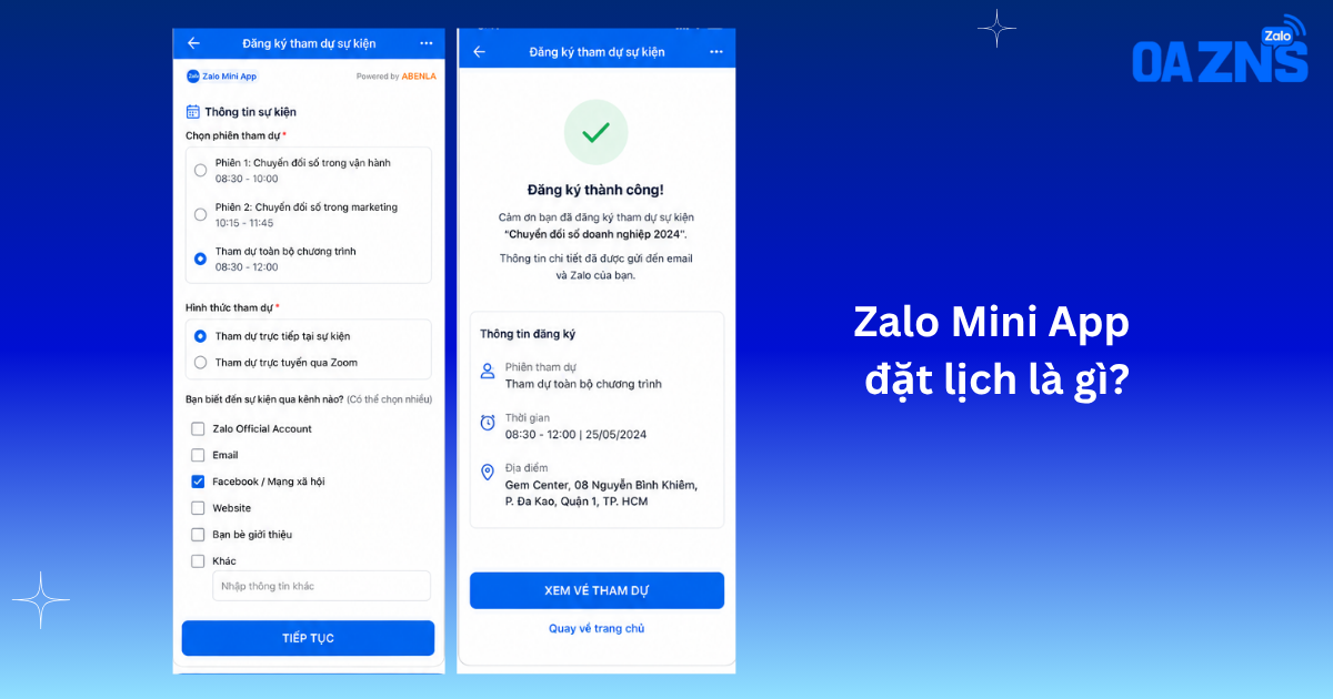 Zalo Mini App đăng ký sự kiện là gì?