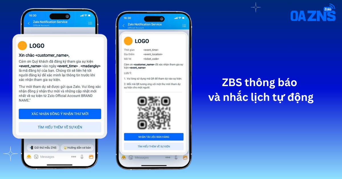 ZBS thông báo và nhắc lịch tự động