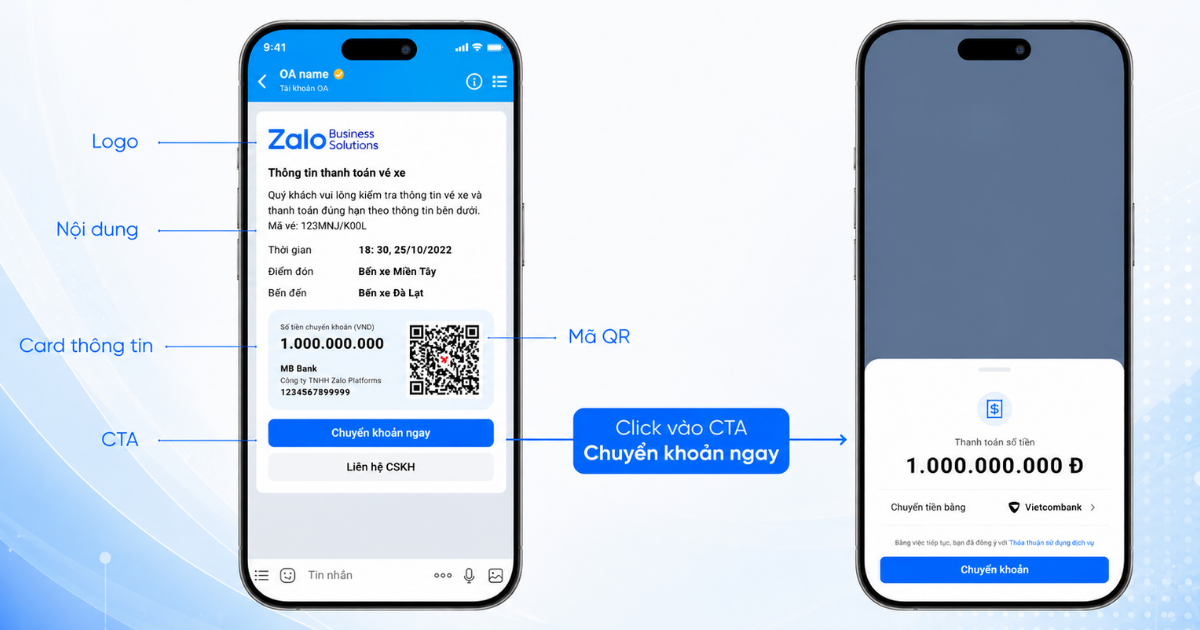 ZBS Yêu cầu Chuyển khoản được cập nhật giao diện mới