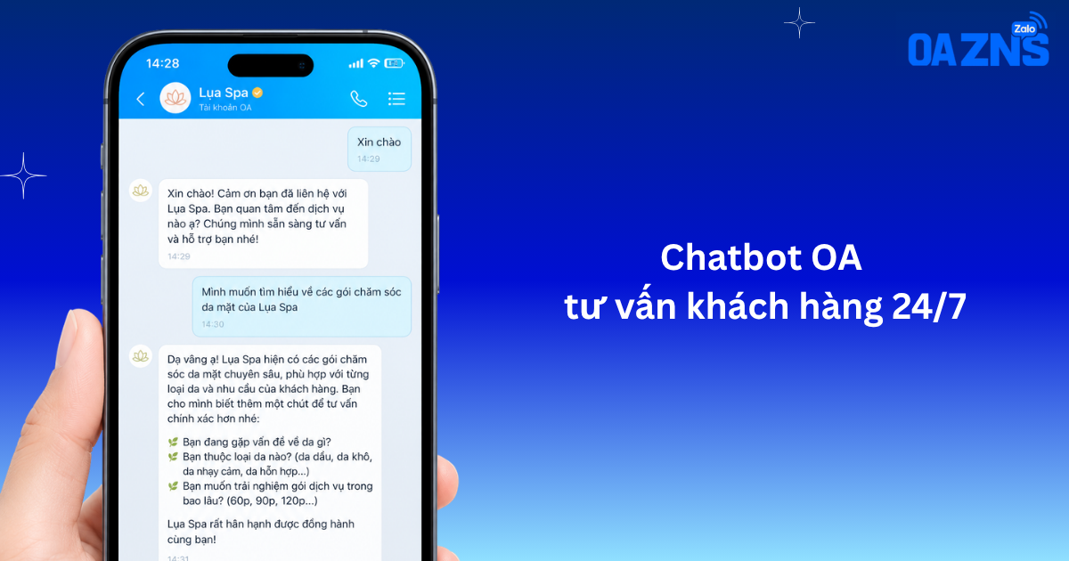 Chatbot OA tư vấn khách hàng 24/7