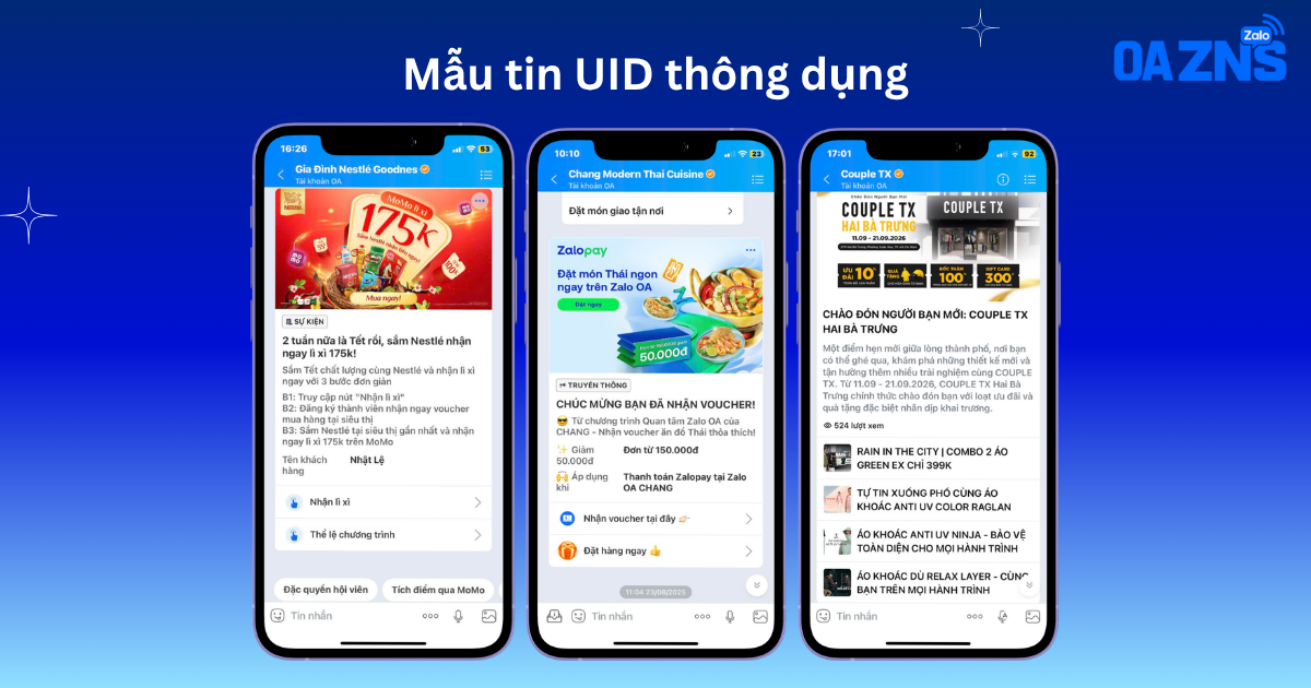 Mẫu tin UID thông dụng