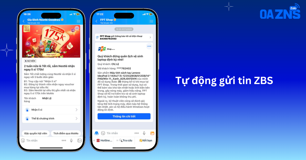 Tự động gửi tin ZBS