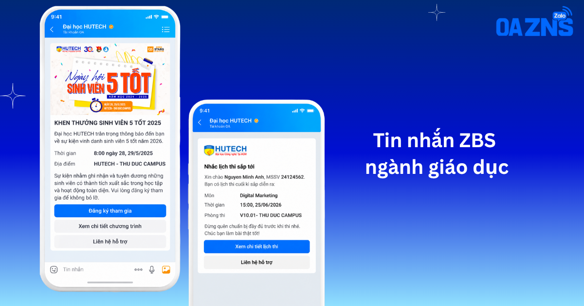 Tin nhắn ZBS ngành giáo dục